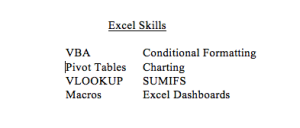 Resume Excel Skills