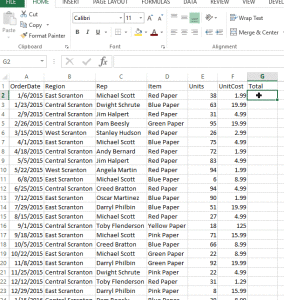 Excel Fill Handle