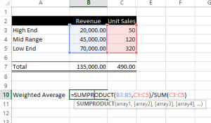 Excel Weighted Average